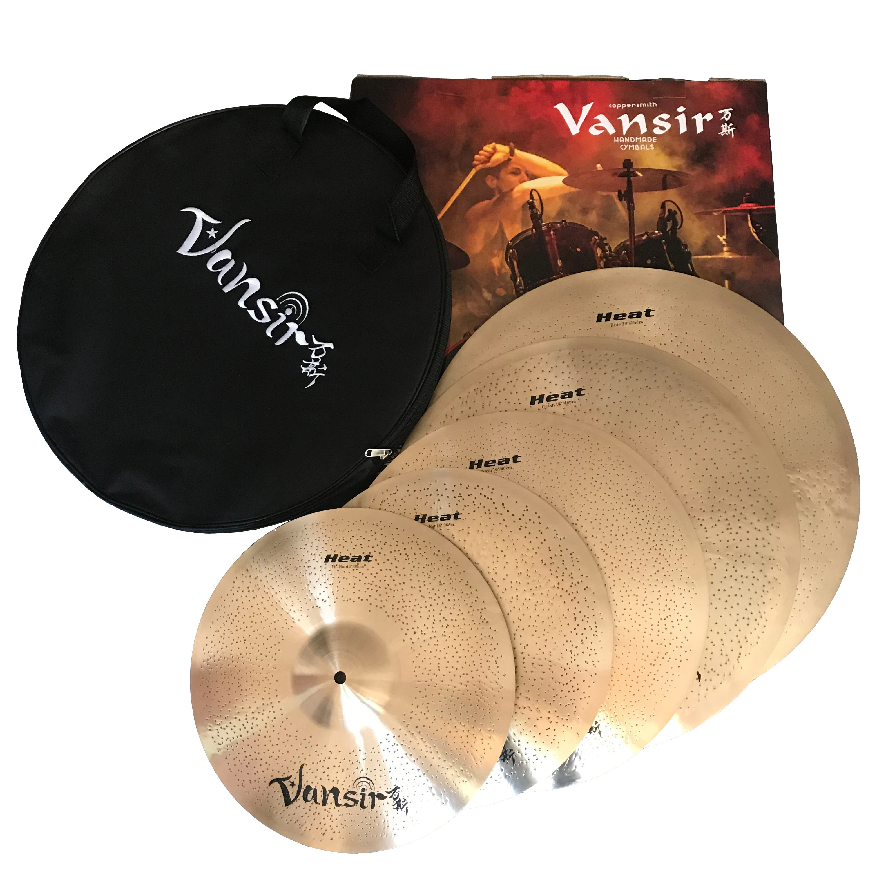 Vansir Factory Hot Sell B20 Heat Series Cymbal Set 14'HH+16' Crash+18' Crash+20' Ride+cymbal bag