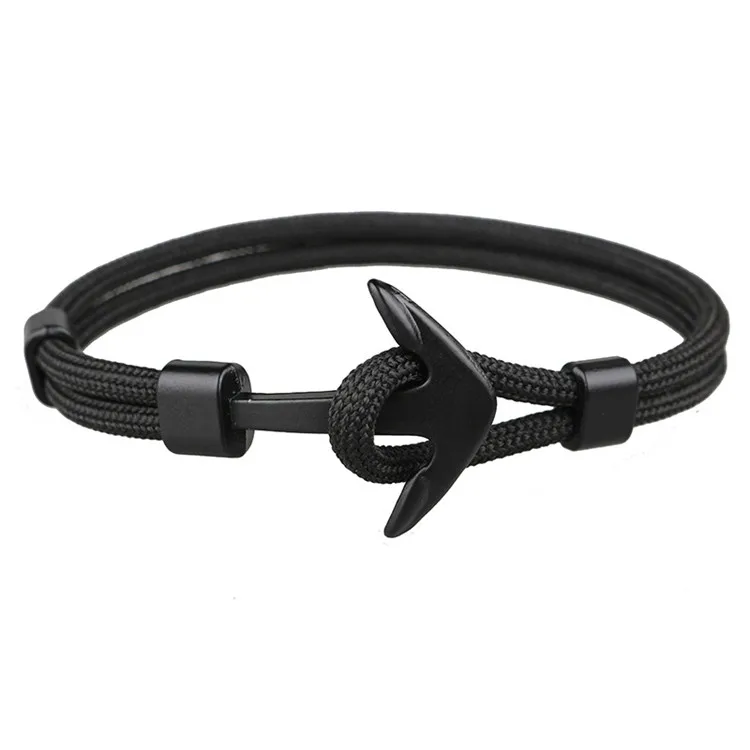factory wholesale men fashion paracord bracelet survival rope wrap anchor bracelet