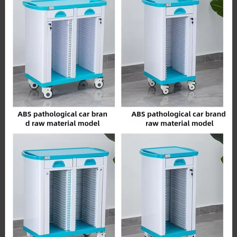 Hot Selling ABS Medical Record Rack 20 Compartment Trolley Patient Record File Storage Cart with Drawers for Clinics Hospital