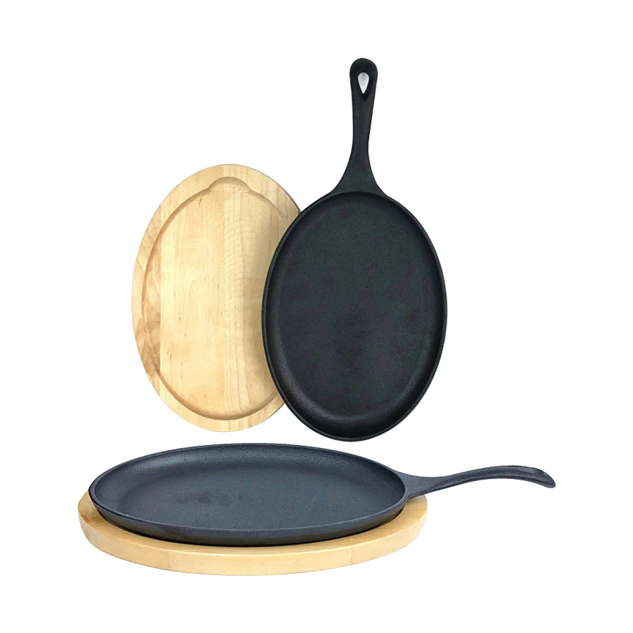 Cast Iron Skillet pan with wooden tray