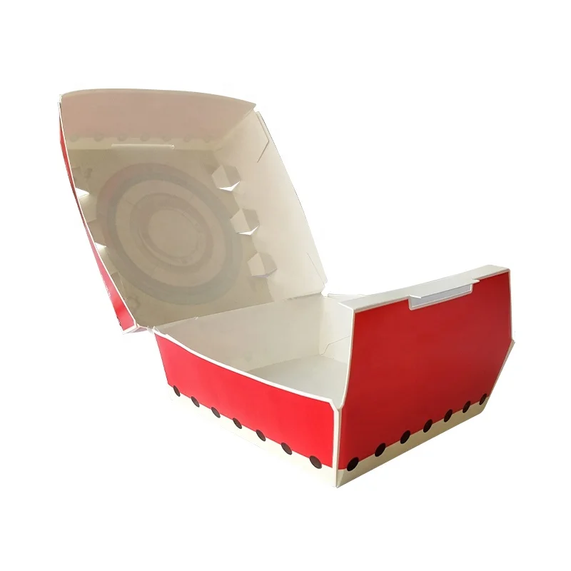 Burger Packaging Food Container Hinged Lid Burger Paper Box Custom Logo Printed White Cardboard Clamshell Hamburger Paper Boxes