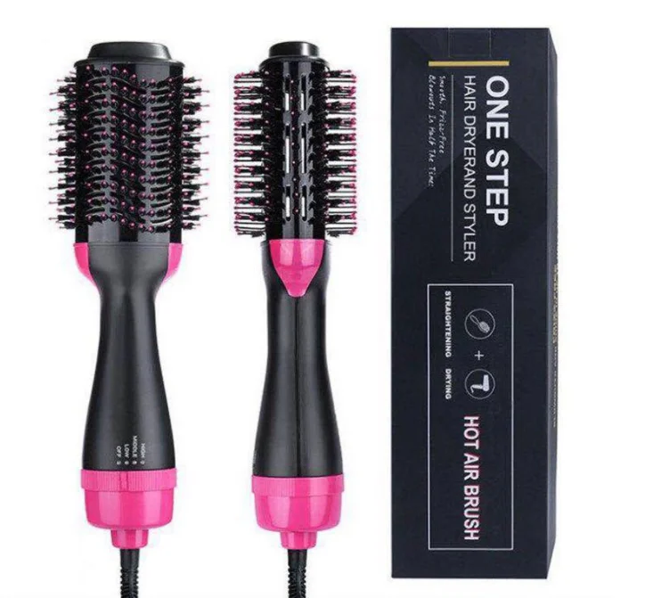 wholesale Hot Air Comb Two-in-One Multifunctional Anion Roll Straight Hair Blowing Dryer Hair Dryer