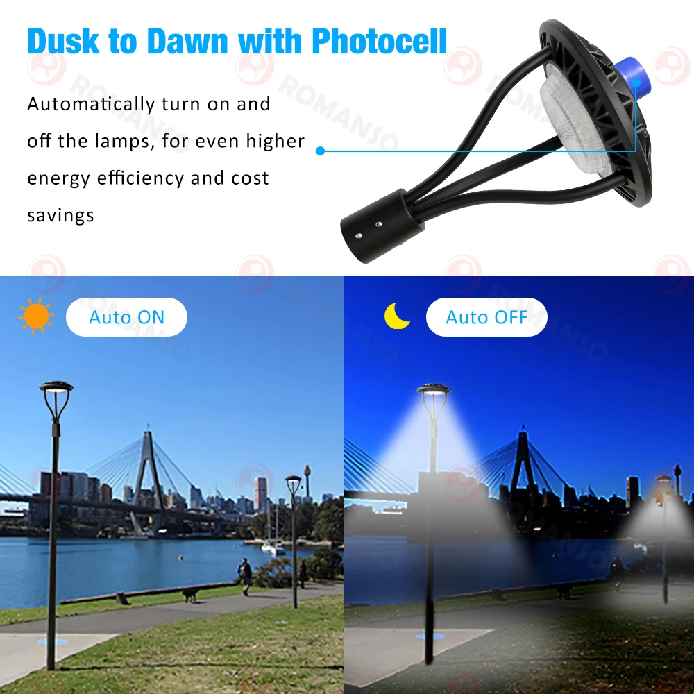 ROMANSO Aluminium Pole Ip65 60W 100W 150W Garden Spike Lamp Decoration Led Landscape Light Post top light street light
