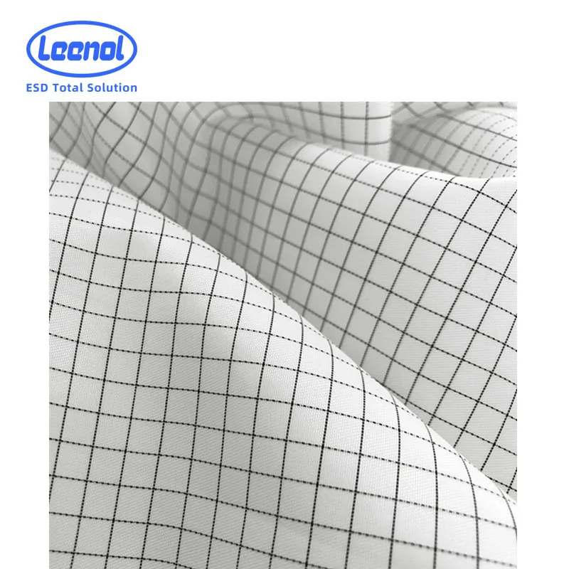 LN-10002 5mm ESD Grid Polyester Fabric Dust Free Clothing Fabric