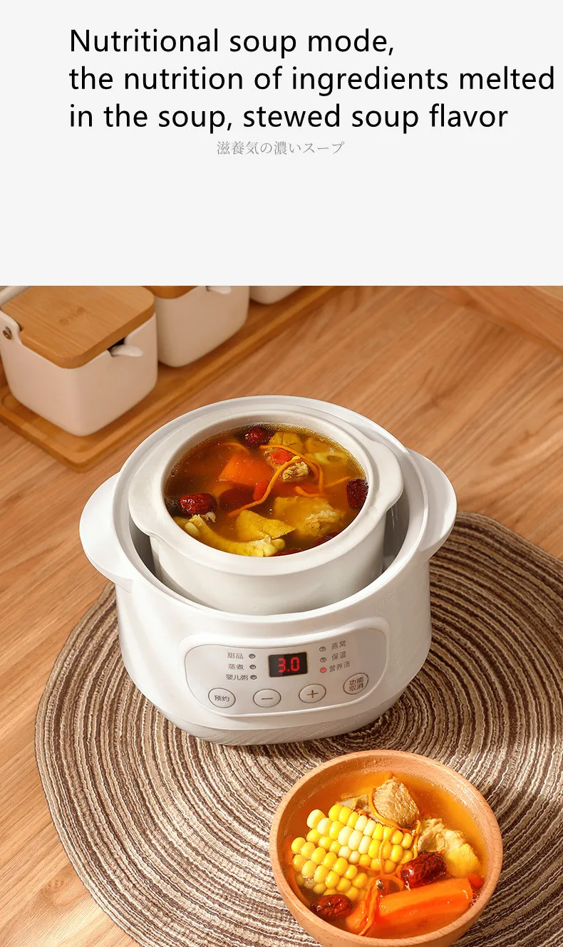 Factory Hot Sale Electric Stew Bone Cooker 200W Drum Type Electric Ceramic Slow Cooker