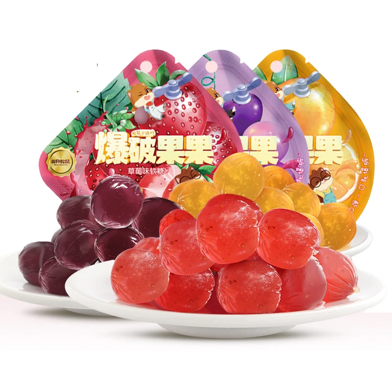 Exploded Fruit Juice Fudge Candy Gum Sweet Bags Liquid