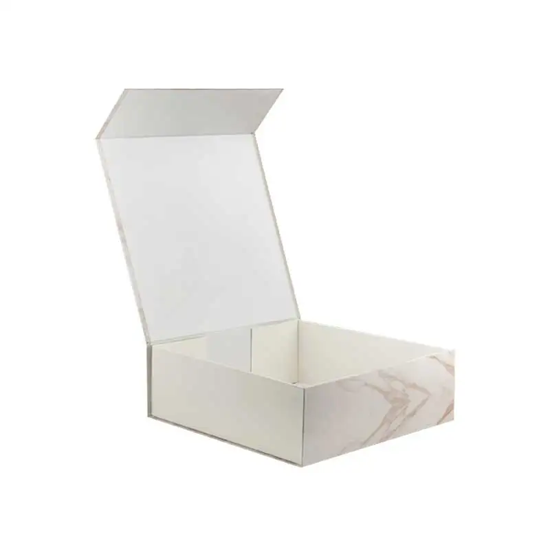 Custom design paper large marble print gift packaging box with magnetic lid