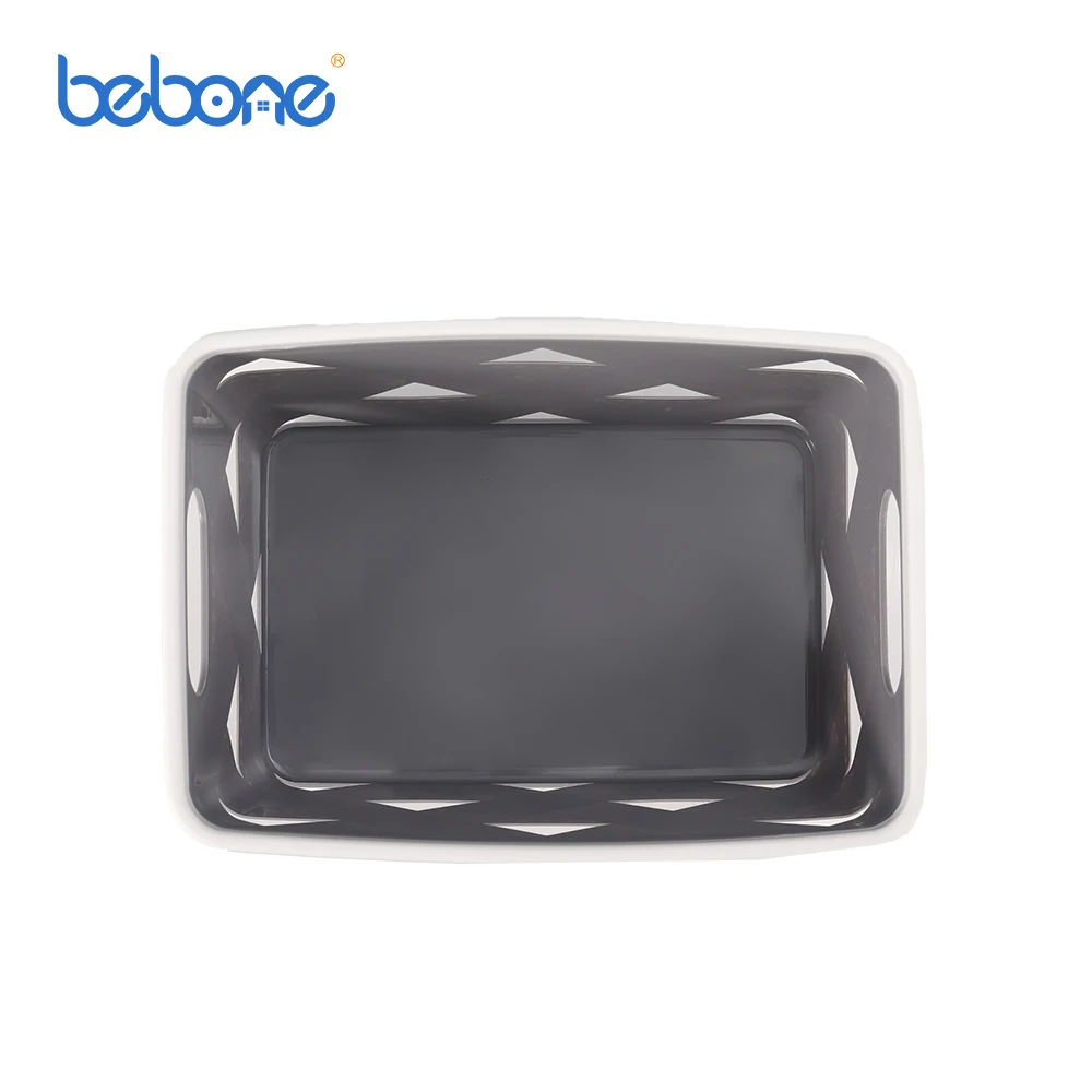 Leather-like feature rectangular ventilated Clothes Hamper plastic laundry basket