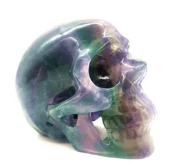 Wholesale Gemstone Natural Quartz Crystal Skulls Folk Crafts Hand Carved Rainbow Fluorite Skulls