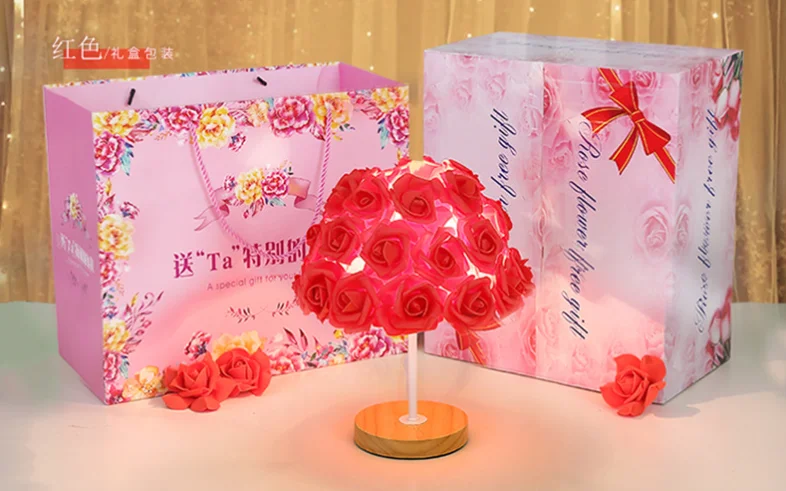 Led Rose Flower Table Lamp For Bedside Living Room Gift Light Holiday Party Wedding Christmas Event Decor Night Light