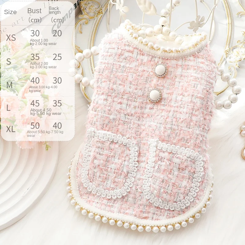New Arrival Cat Princess Vest Fragrance Celebrity Pearl Luxury Pet Dog Clothes Coats Designer Pet Clothes For Dogs And Pets