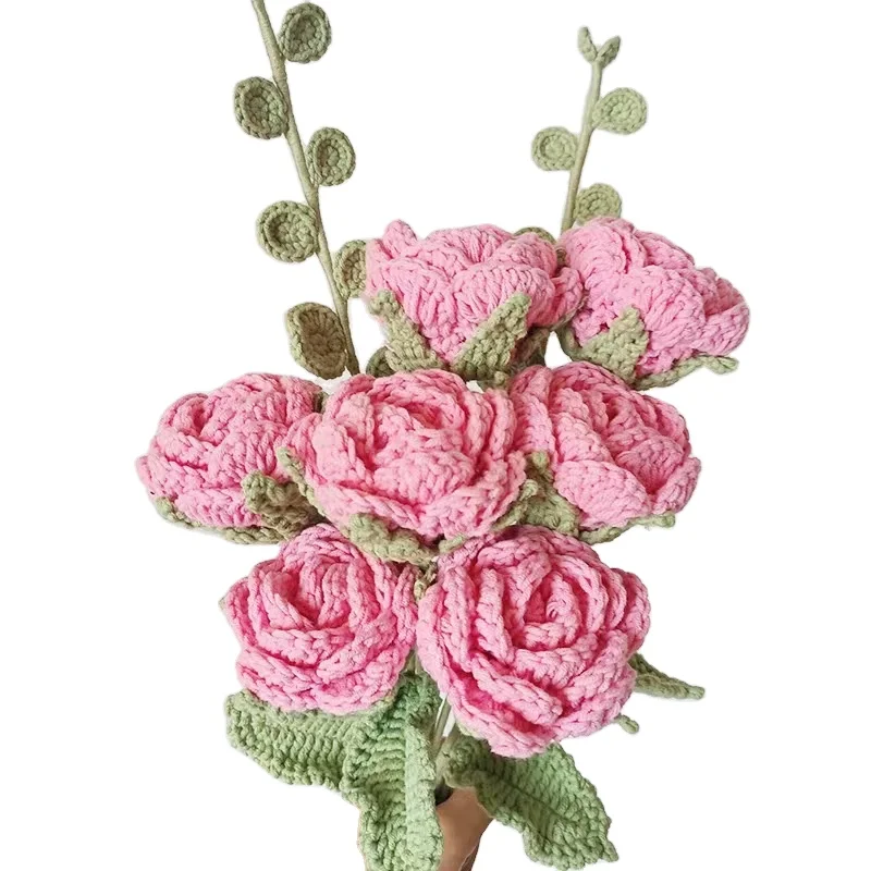 Best gift for Girlfriend Handmade Crochet Wool knitted flowers for Valentines day gift
