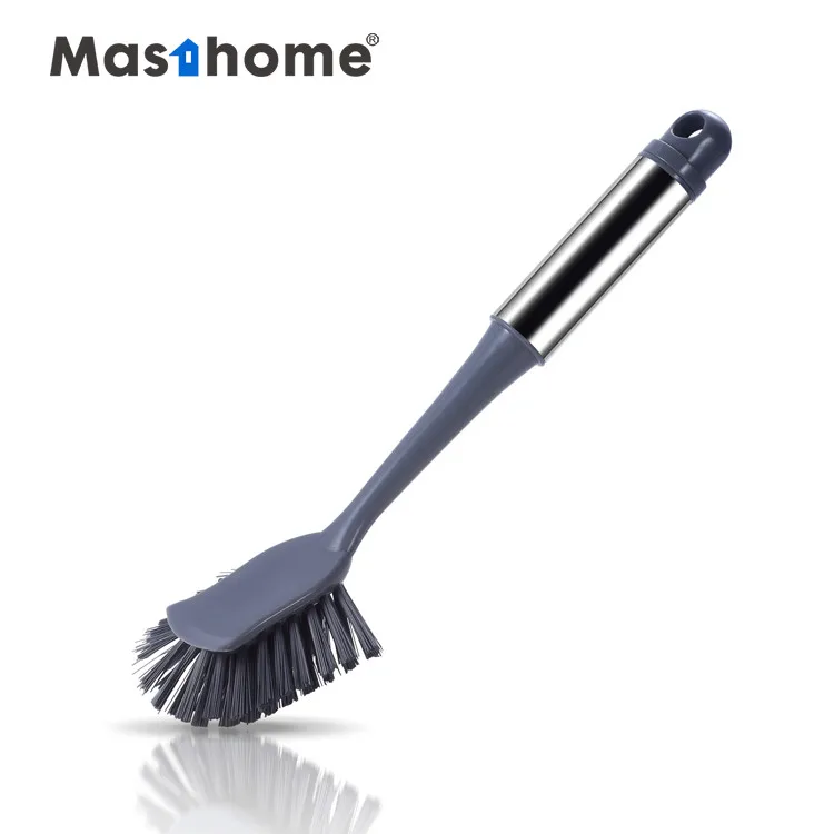 Masthome Kitchen Stainless Steel Dish Washing handle plastic round Brush Cleaning Brush for pot brush
