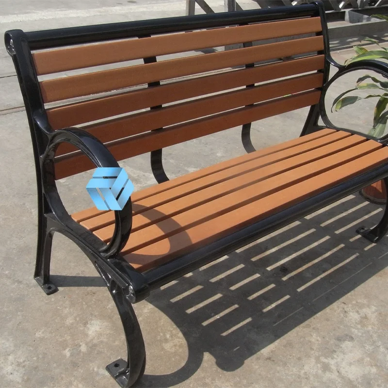 Outdoor Park Garden Bench Furniture Stand Bench Legs with Back Rest Metal Black Chair Urban City Street Furniture