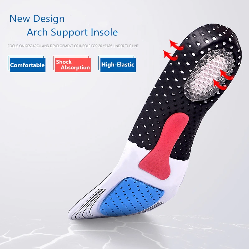 
Amazon Hot Sale High Elastic Orthotic Flat Foot Insoles Silicone EVA Pad Arch Insole 