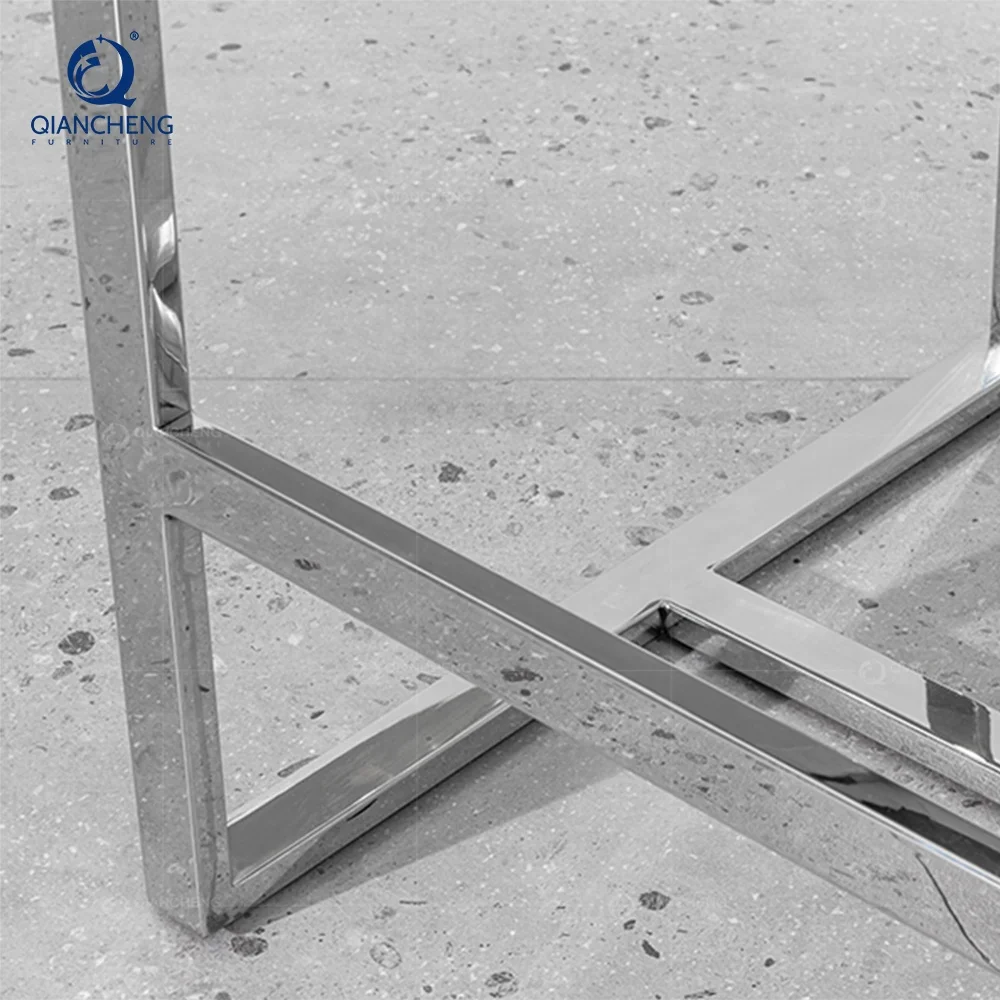 QIANCHENG high quality wholesale 201 304 stainless steel furniture tall high bar chair luxury white leather home barstool