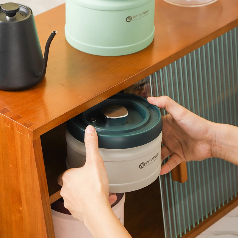 Stainless Steel Press Vacuum-Seal Storage Container Moisture-Proof Food Preservation Jar Coffee Beans Tea Candy Snack Food Box