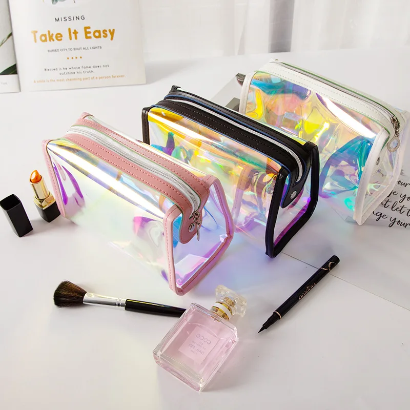 Pvc Laser Small Pouch Tote Makeup Waterproof Cosmetictoiletr Y Bag Ziplock Mylar Travel Women with Zipper Package Zipper Top