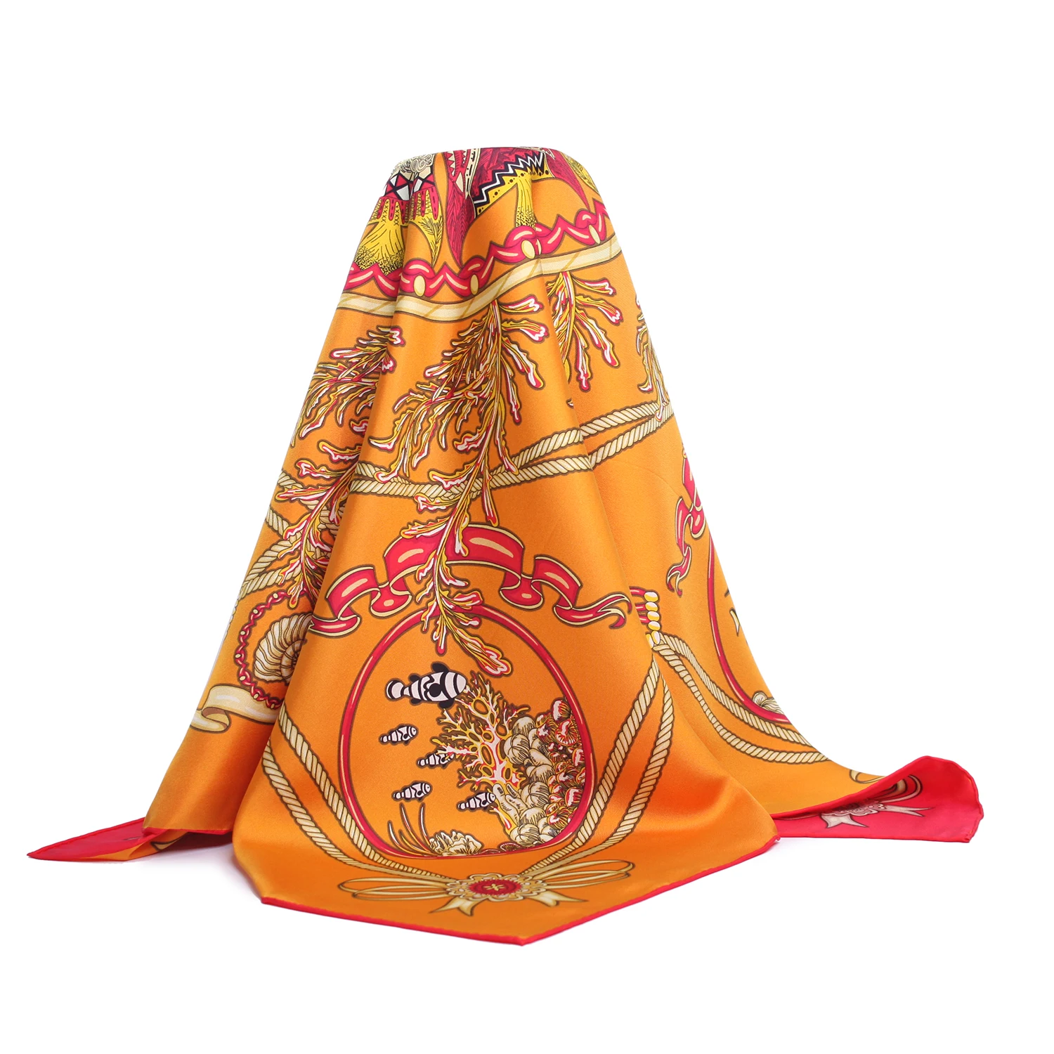 Factory Wholesale Organic Mulberry Large Silk Scarf Beautiful Appearance Ocean Pattern Pure Natural Silk Scarf For Spring Summer