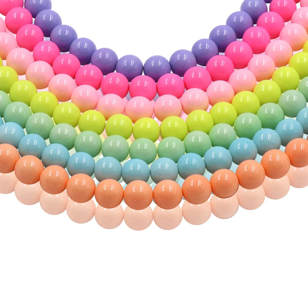 In stock Round 10mm non trace glass beads with drilled hole solid color beads colorful glass bead for jewelry making