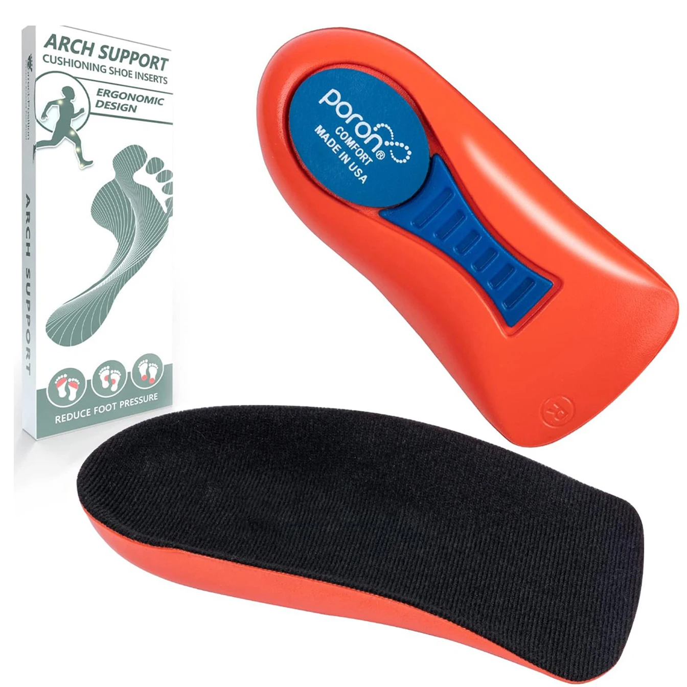 Plantar Fasciitis Relief Arch Support Shoe Inserts, Heel Cup for Heel Pain Relief, Achilles Tendonitis Relief and Max Anti-Shock