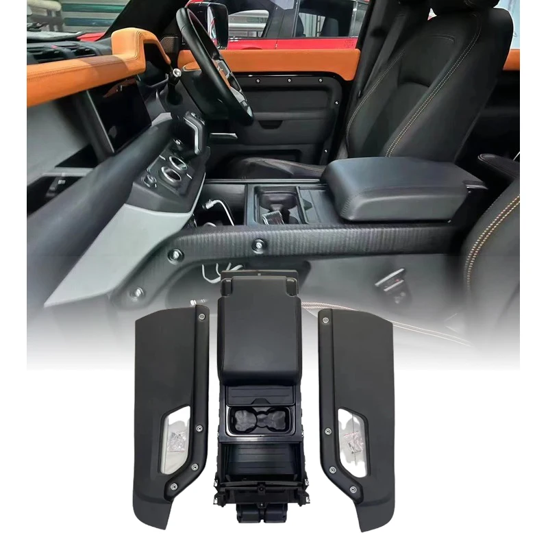 Car Armrest Storage Box With Cup Holder For Land Rover Defender 110 2020 Center Console For Universal Car