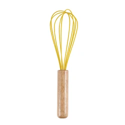 Egg Whisk Cream Stirrer Kitchen Egg Mixer Baking Tools Silicone Eggbeater With Wooden Handle