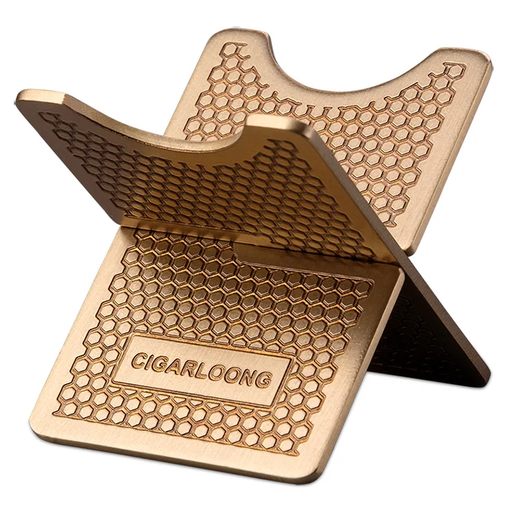 CIGARLOONG Cigar Stand Stainless Steel Durable Foldable Carved Portable Cigar Gadgets Cigarette Travel Holder
