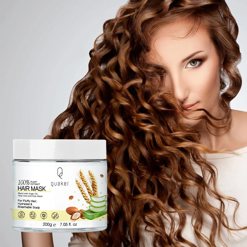 Qquaker Natural Private Label Smoothing Nourishing Hair Conditioning Rargan Oil Rice Water Hair Mask