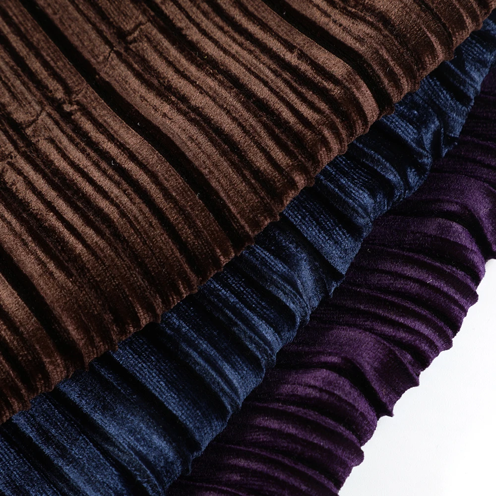 Quality assurance korean thick texture crushed p/d velvet poly spandex fabric for garment