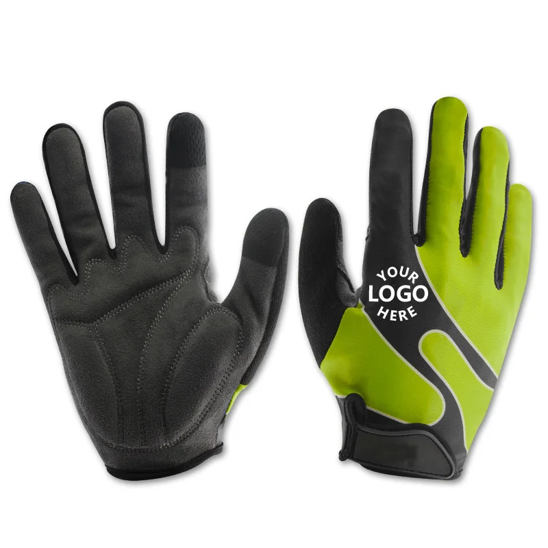 GBM wholesale custom sublimation outdoor windproof full finger gel cycling gloves