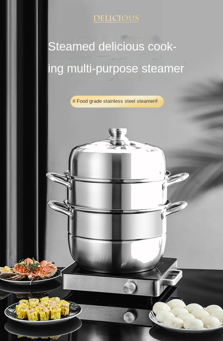 Gas Rice Pot 3 Layer 28cm Food Cooker Display Stainless Steel Steamer