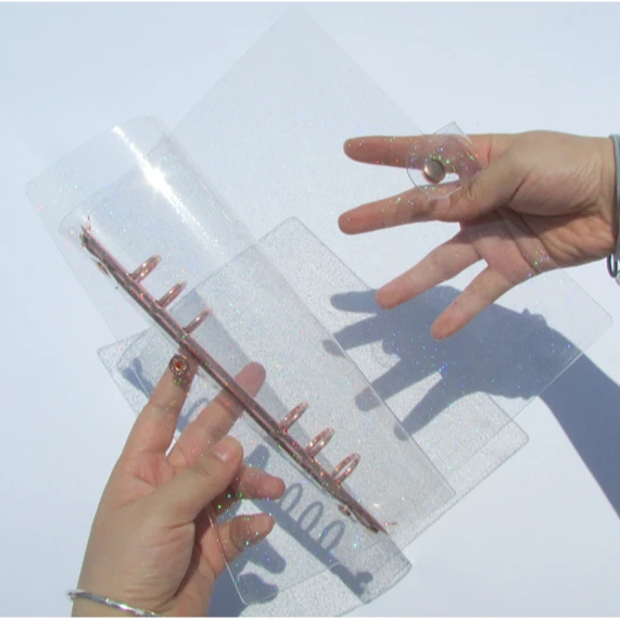 Прозрачный чехол из ПВХ с 6 отверстиями и блестящим кольцом a6 a5 gold binder