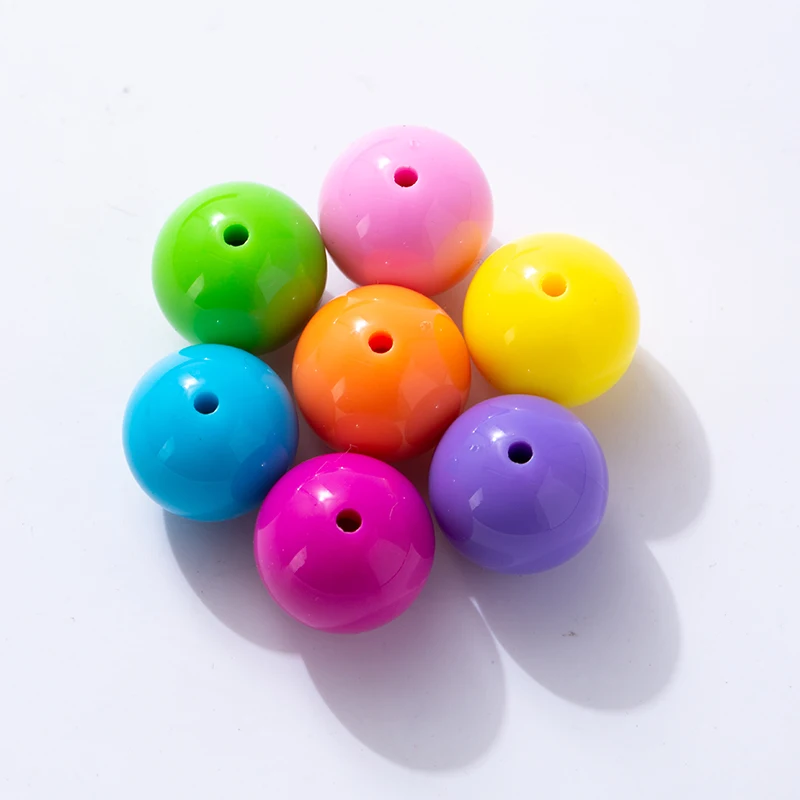 Solid color acrylic round bead jewelry accessories, hand ornaments plastic beads, straight hole color beads