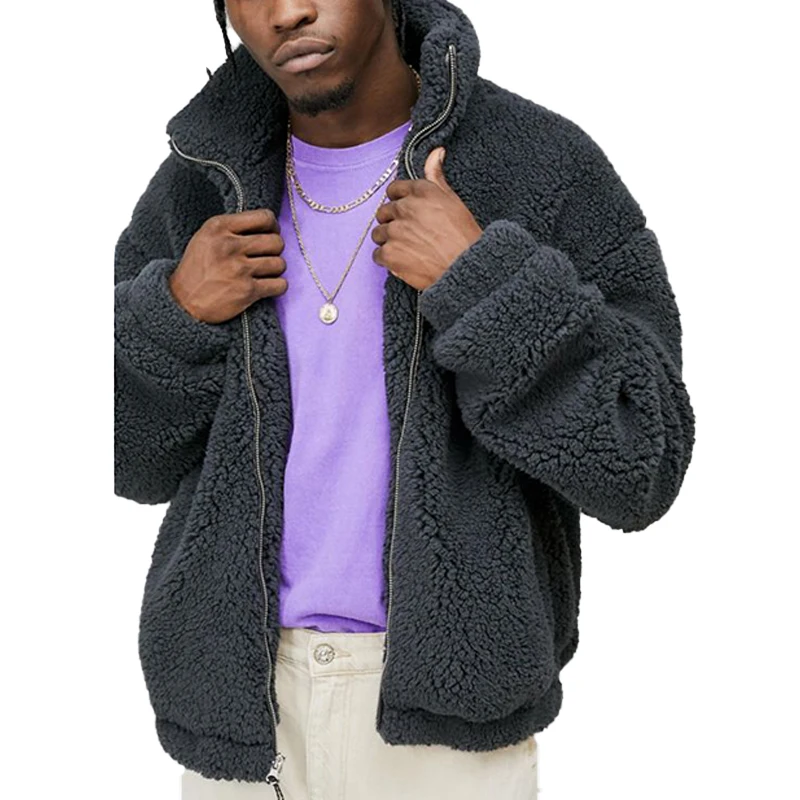 Custom High Quality Winter Warm Men Fleece Sherpa Bomber Jacket