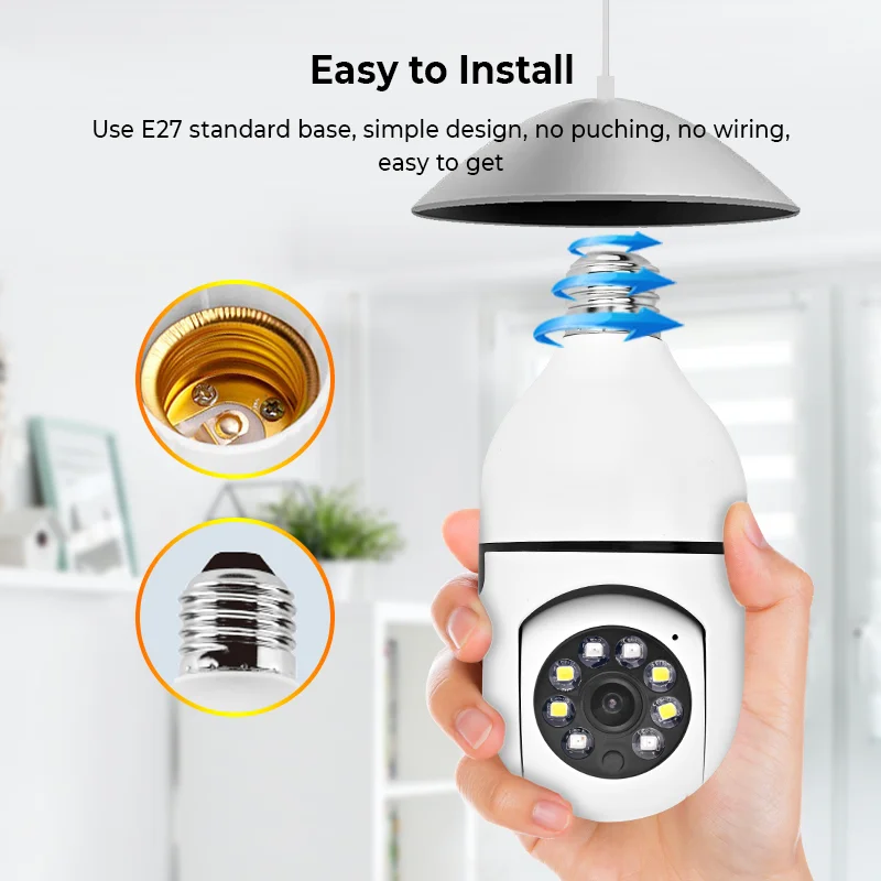 V380 3MP E27 Bulb Surveillance Camera LED Light Bulb Wireless Camera Wifi Security E27 Bulb Camera