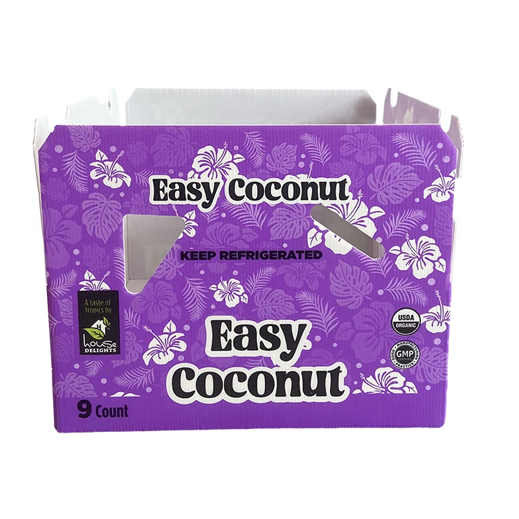 Factory Supply Custom Logo Recycled Folding PP Corrugated Coroplast Turnover Packaging Plastic Hollow Box for Coconut