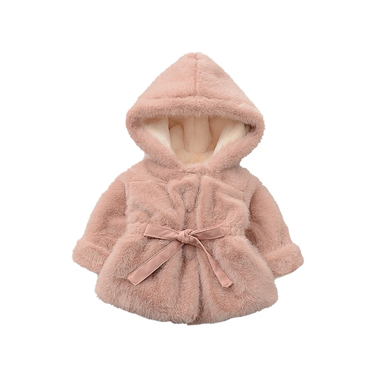 
Baby girls fashionable winter thick warm hooded fur coat baby clothing dress  (1600173164576)