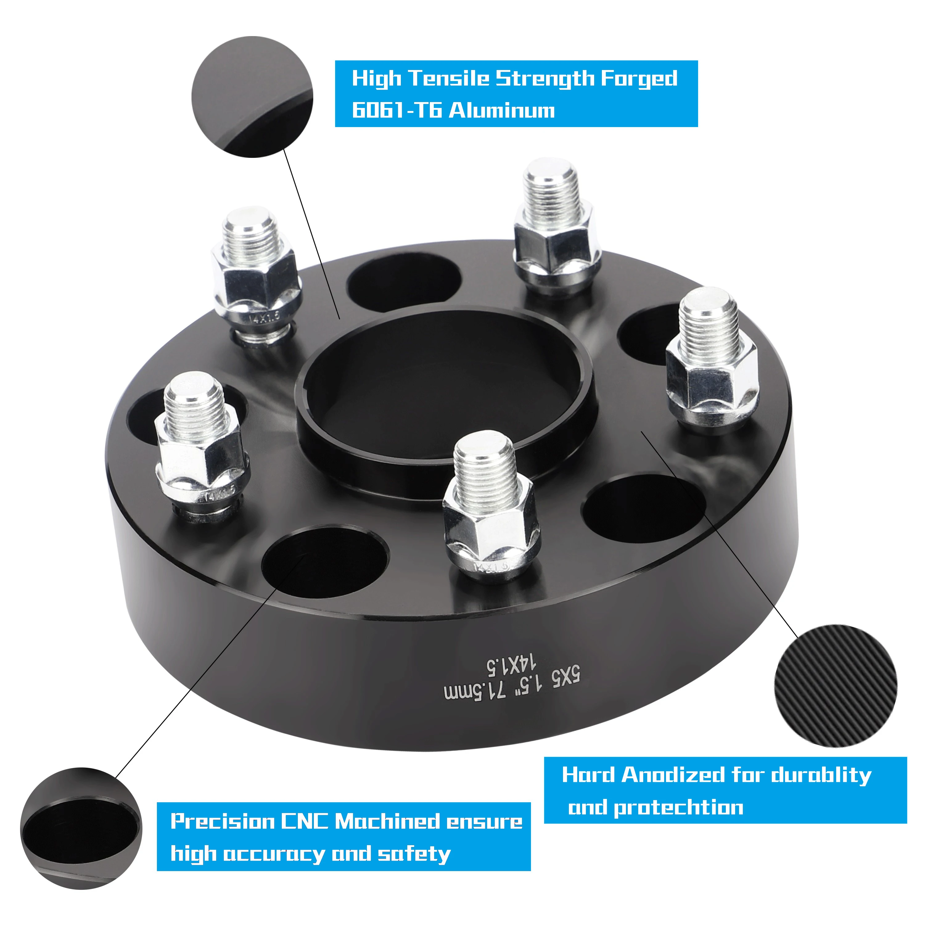 
Siming Factory Aluminum Alloy Car Hubcentric Adapter Studs Forged 5x127 Wheel Spacers 