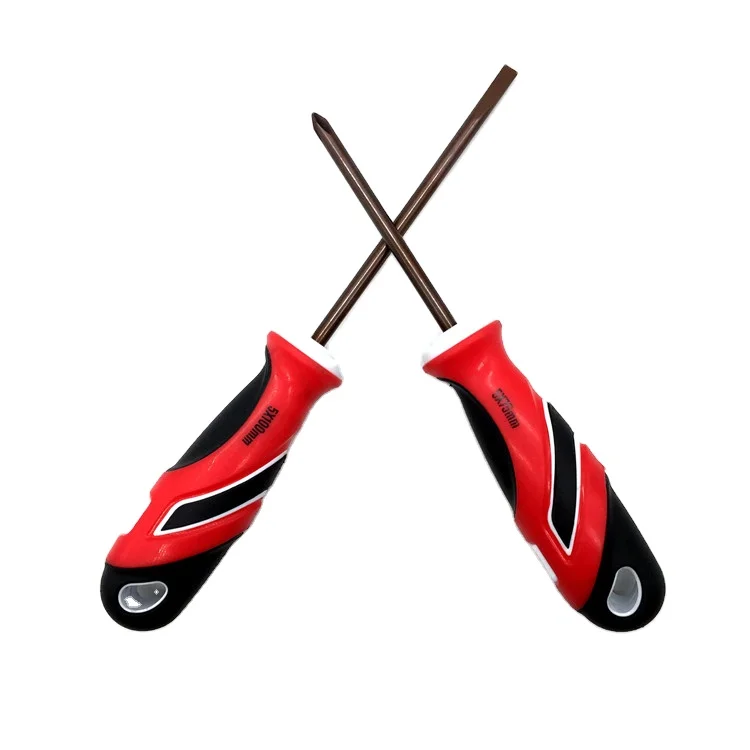 Red Rubber Handle Non-slip Durable Quality Assurance Screwdriver Factory Wholesale Custom logo Screwdriver