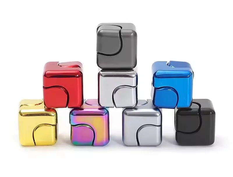 Metal EDC Cool Desk Gadgets Anti-Anxiety Focusing Fidget Toys Desktop ADHD Stress Relieve Toys Fidget Spinner Toys Cube