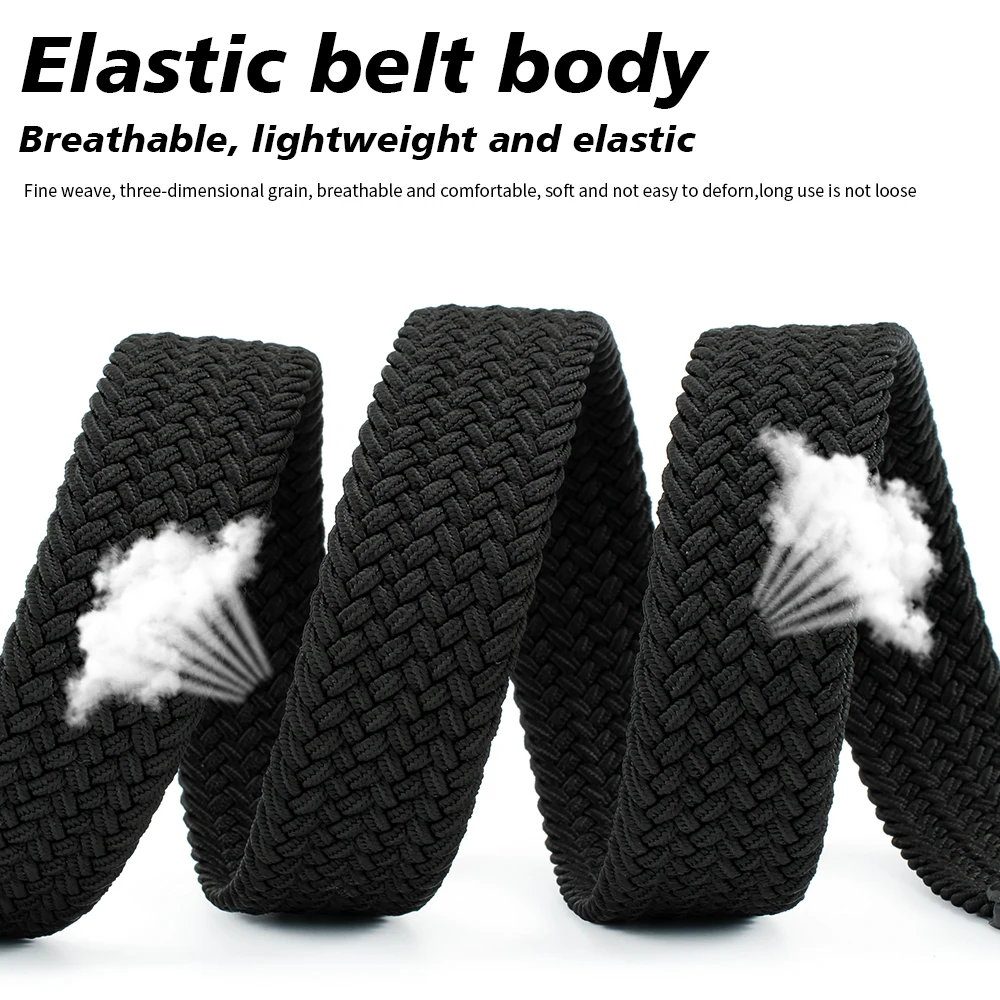 Wholesale Custom Knit Web Woven Belt Unisex Cotton Fabric Golf Belt Adjustable Stretch Elastic Braided Belt for  Women and Men