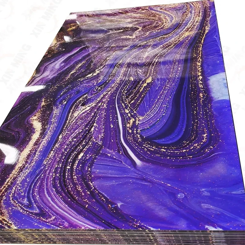New decorative 3D PVC Sheet Wall Covering Panel Board 3mm UV Marble Acrylic Plastic