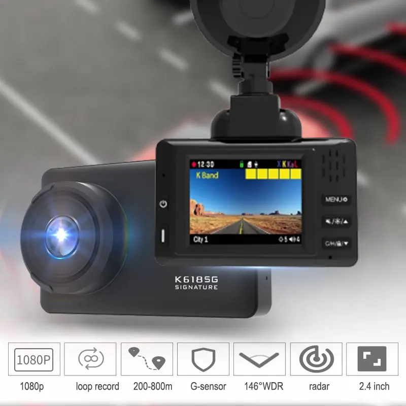 The USA Europe Asia Countries New 2 In 1 Car Radar Detector Signature And DVR Dashcam With Magnetic Holder English Voice Alert