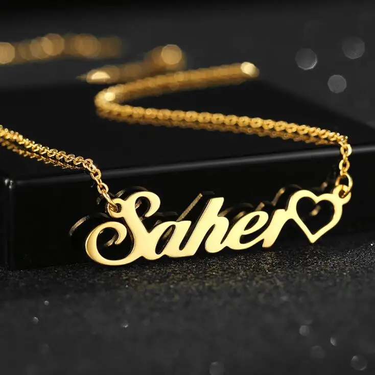 Wholesale 18k  Letters Pendant necklace Custom Stainless Steel Personalized Gold Name Plate Necklace Personalised