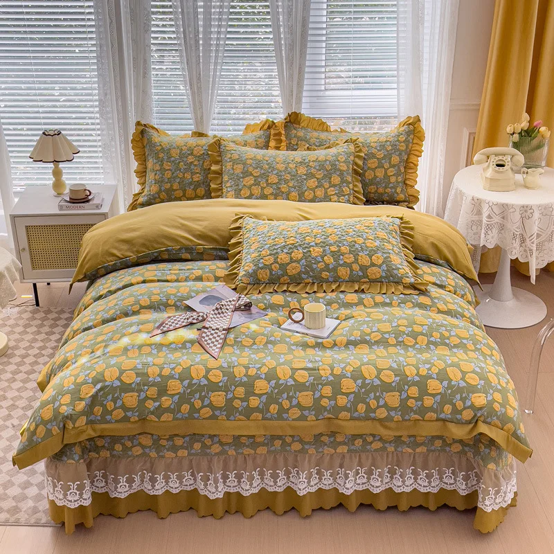 Wholesale Modern Factory Cotton Fabric Bedding Set Bed Sets 4 Pieces King Size Quilts Cover Set Bedspread For Home