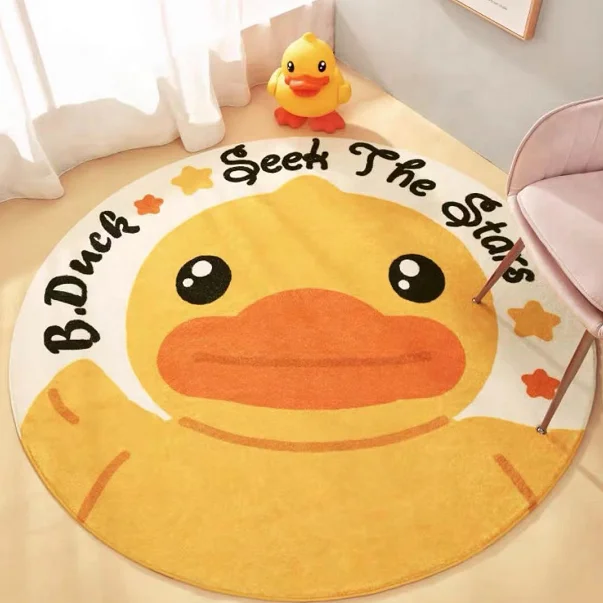 Hot Sales Super Fluffy Comfortable Round Game Rug Animal Cartoon Print Mat for Kids Room