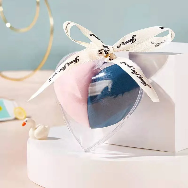 Top Quality 2 Pcs Super Soft Logo Box Wet And Dry Peach Beauty Makeup Sponge Set With Tube