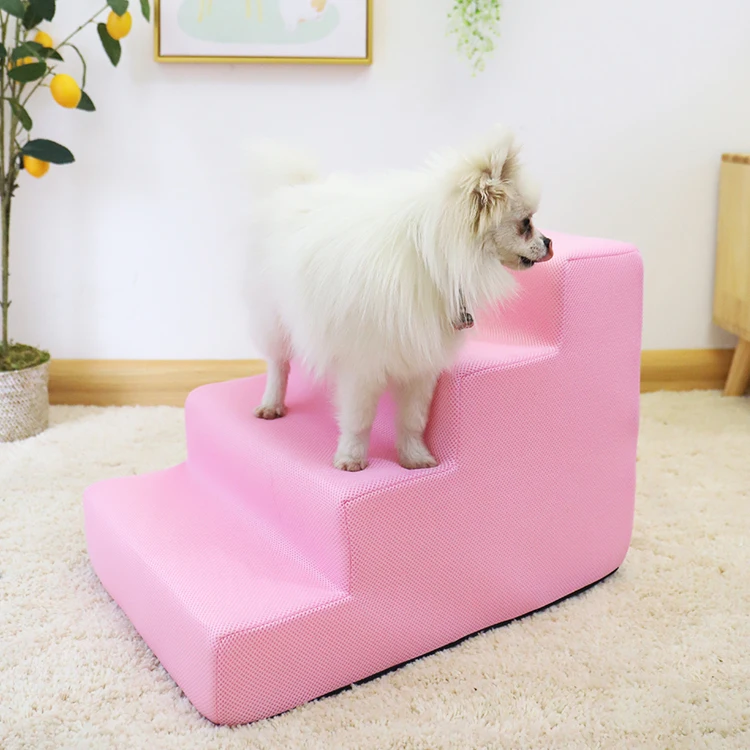 
Wholesale Collapsible Foldable Ramp Soft Luxury Pet Dog Sofa Bed 4 Steps Ladder Pet Dog Stairs for Dogs with Mesh Fabric 