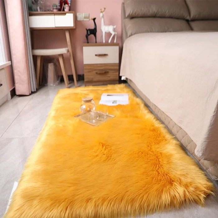 Hot Sale Factory price fluffy shaggy soft long hair sheep skin faux fur area living room carpet Rug